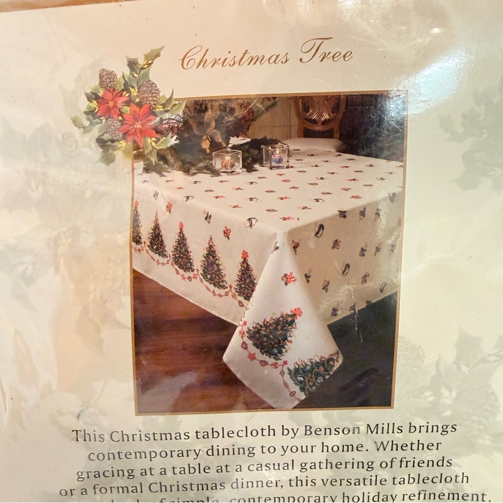 Christmas Tree Tablecloth - White